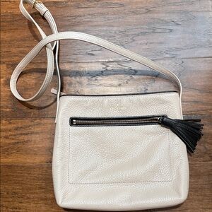 Kate Spade Beige Crossbody Bag with Black Tassel